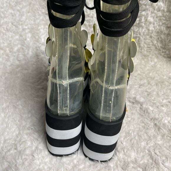 Clear Floral Platform Heeled Boots - Picture 3 of 14